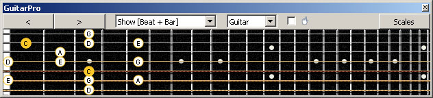 GuitarPro6 7B5B2:5A3 C pentatonic major scale 1313131 sweep pattern
